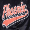 Phoenix Suns Script Tail Women's Black Satin Varsity Jacket - Image 5