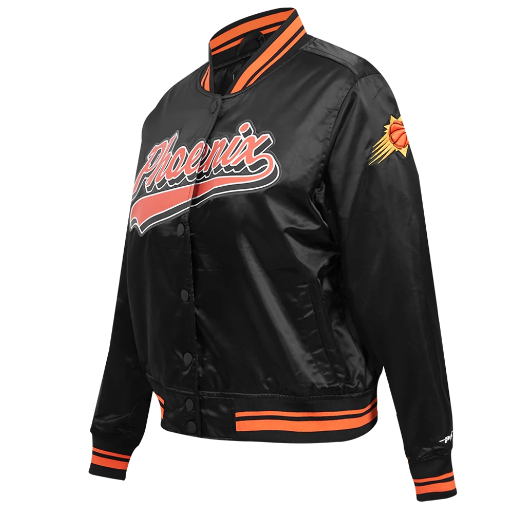 Phoenix-Suns-Womens-Script-Tail-Full-Snap-Satin-Varsity-Jacket-Black-4