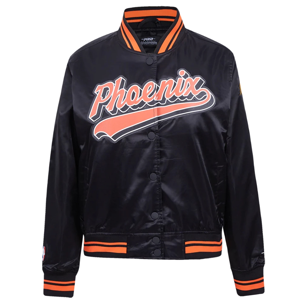 Phoenix-Suns-Womens-Script-Tail-Full-Snap-Satin-Varsity-Jacket-Black-5