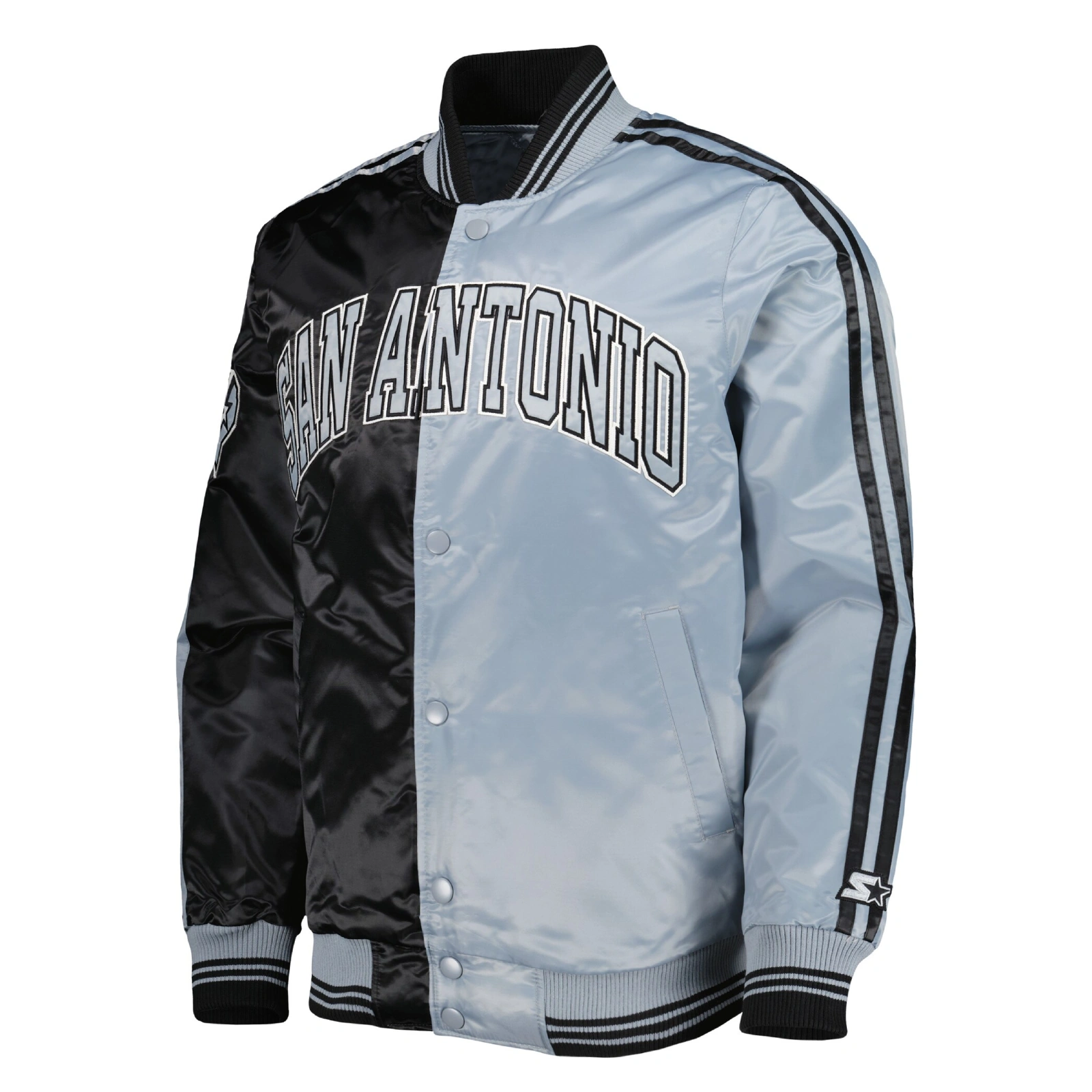 San-Antonio-Spurs-Fast-Break-Satin-Varsity-Jacket-Black-Gray-1