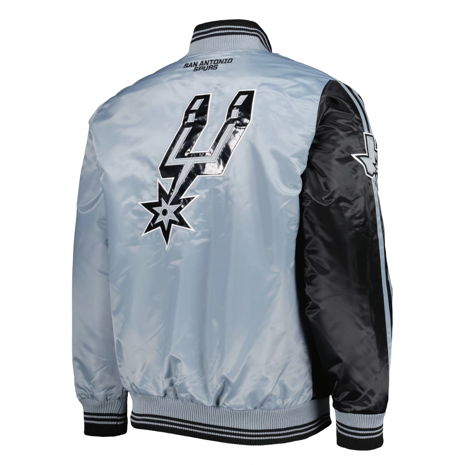 San-Antonio-Spurs-Fast-Break-Satin-Varsity-Jacket-Black-Gray-2
