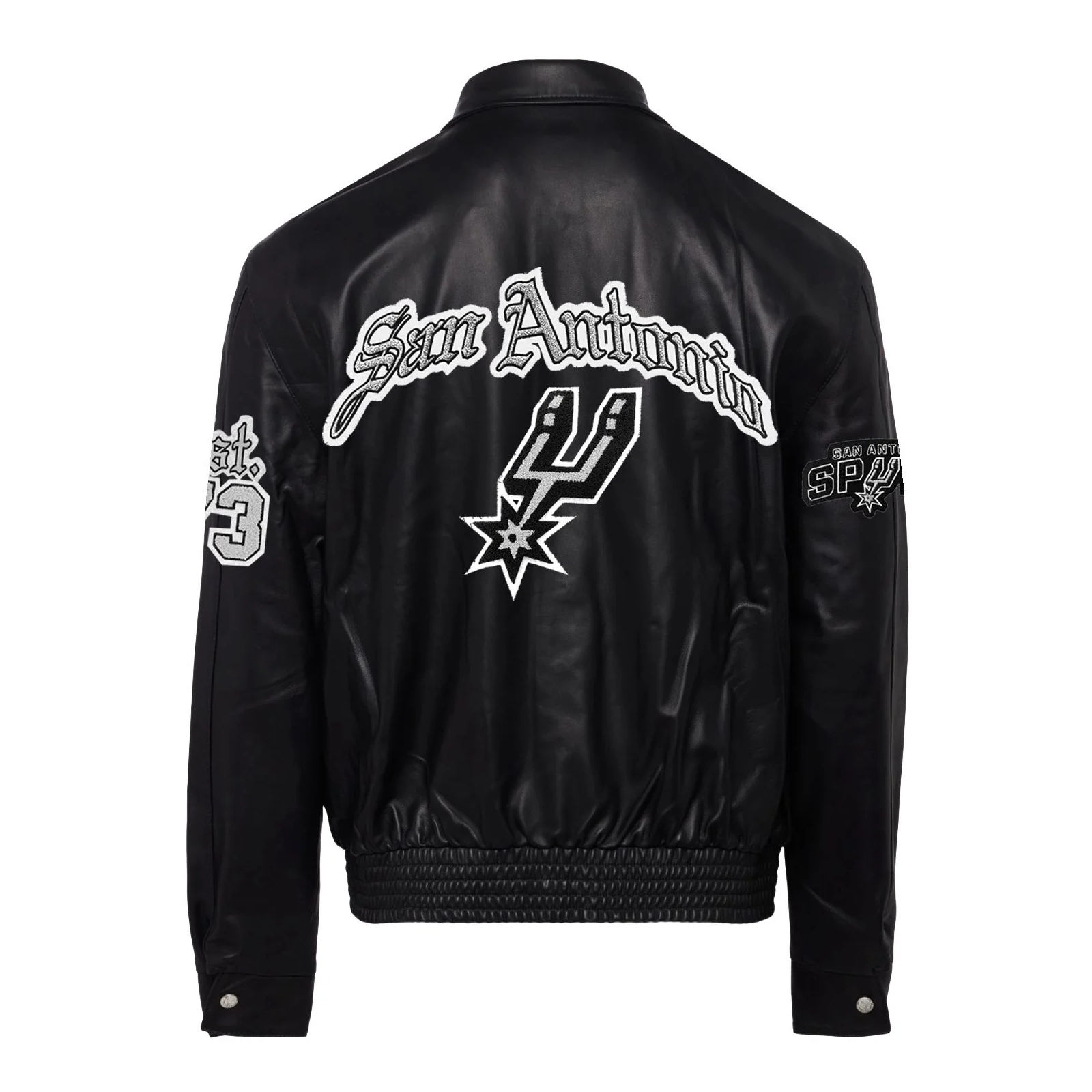 San-Antonio-Spurs-Jeff-Hamilton-Full-Leather-Puffer-Old-English-Jacket-Black-2