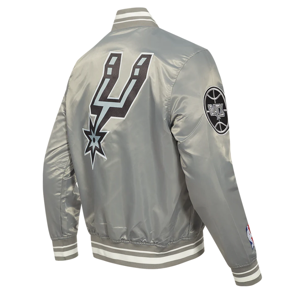 San-Antonio-Spurs-Script-Tail-Ribbed-Knitted-Satin-Varsity-Jacket-Gray-2