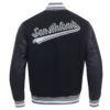 San Antonio Spurs Script Tail Black Wool & Leather Varsity Jacket - Image 4