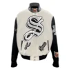 San Antonio Spurs White & Black Wool Leather Varsity Jacket