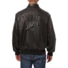 Thunder Full Black Leather Varsity Bomber Jacket (1)