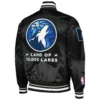 Timberwolves Black Satin Varsity Jacket with City Edition Design (2)