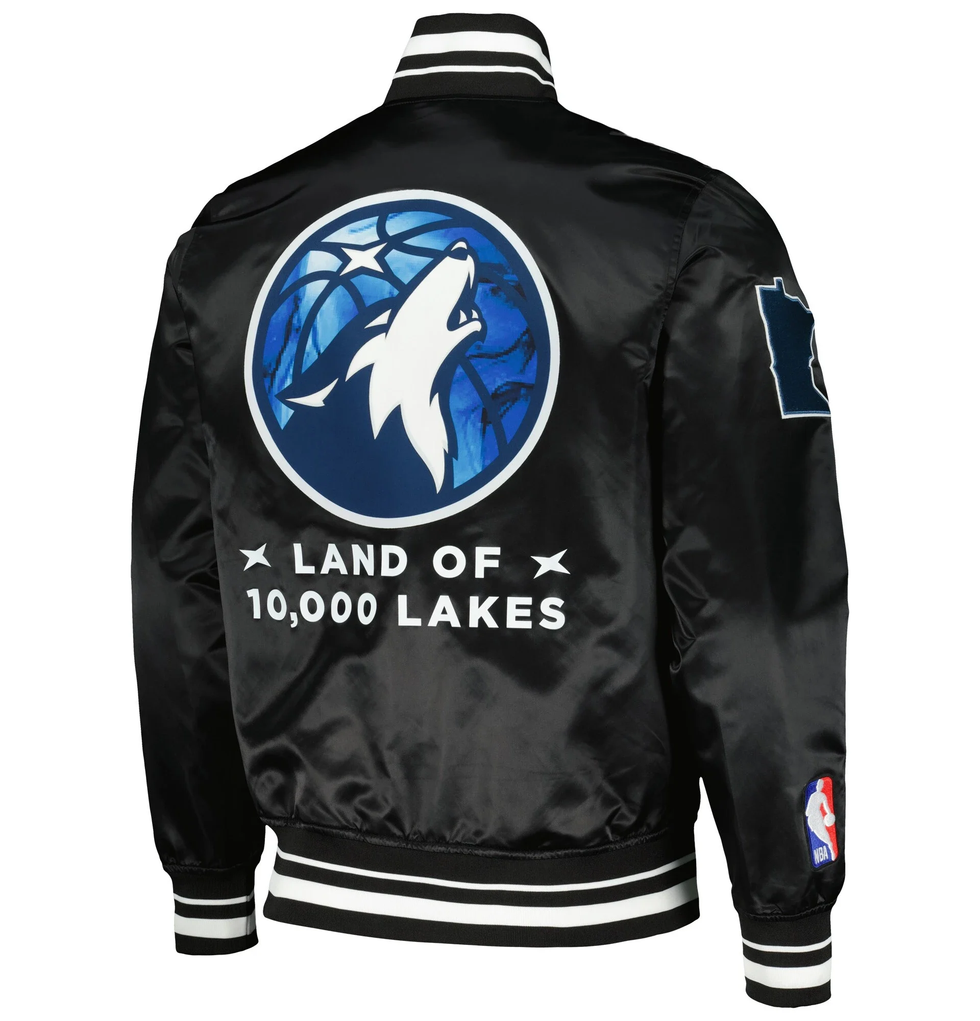 Timberwolves Black Satin Varsity Jacket with City Edition Design (2)