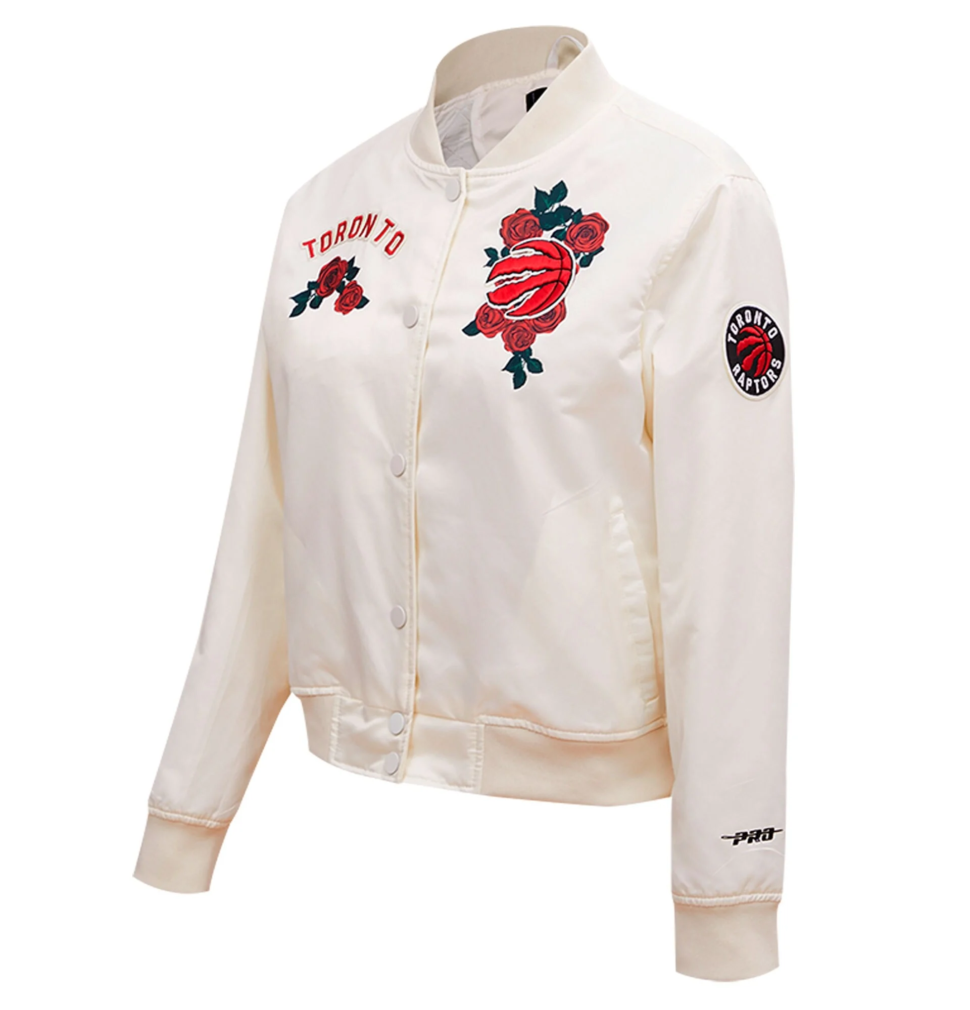Toronto-Raptors-Pro-Standard-White-Roses-Satin-Varsity-Jacket-1