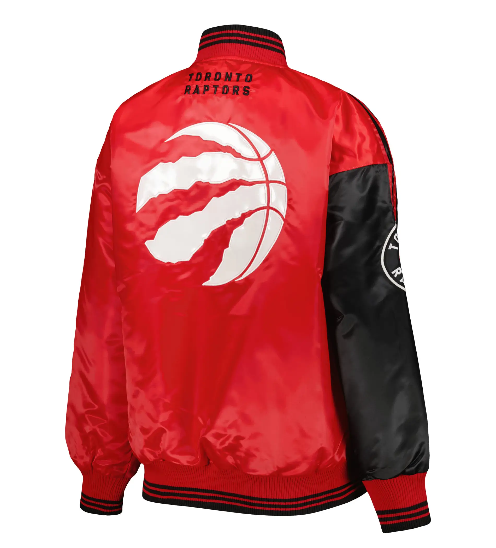 Toronto-Raptors-Starter-Split-Colorblock-Full-Snap-Black-Red-Satin-Varsity-Jacket-2