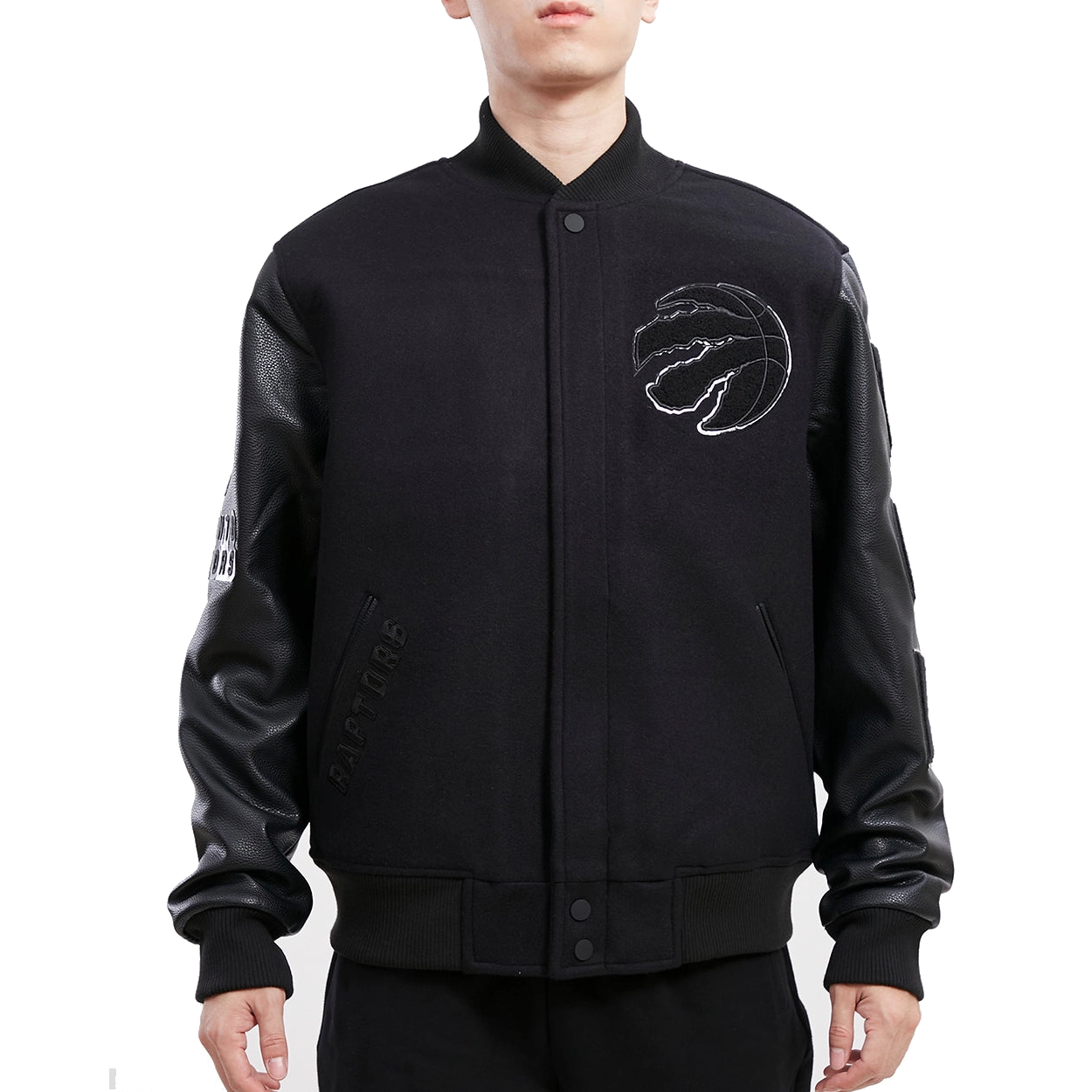Toronto-Raptors-Triple-Black-Wool-Leather-Varsity-Jacket