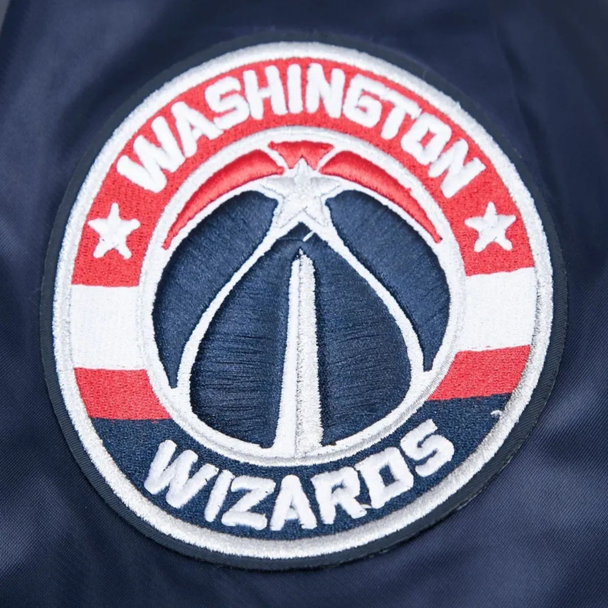 Alternative view of Wizards Navy Satin Varsity Jacket with Large Logo