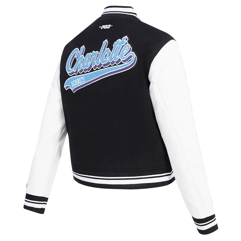 Womens-Charlotte-Hornets-Pro-Standard-Script-Tail-Wool-And-Leather-Varsity-Jacket-3