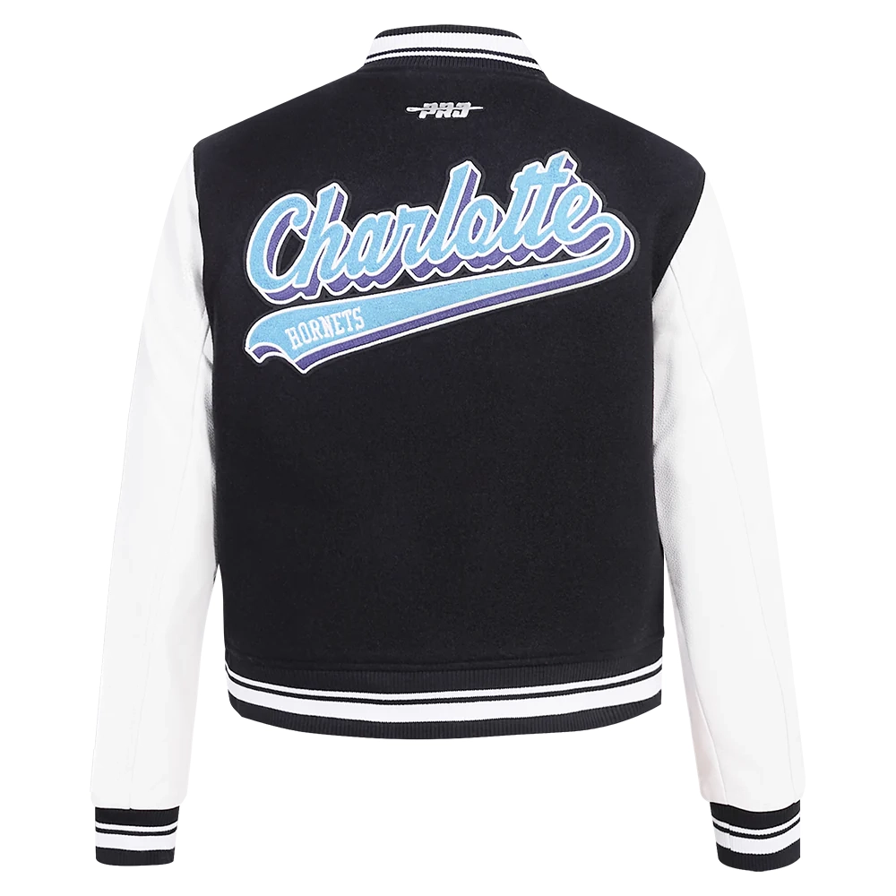 Womens-Charlotte-Hornets-Pro-Standard-Script-Tail-Wool-And-Leather-Varsity-Jacket-4