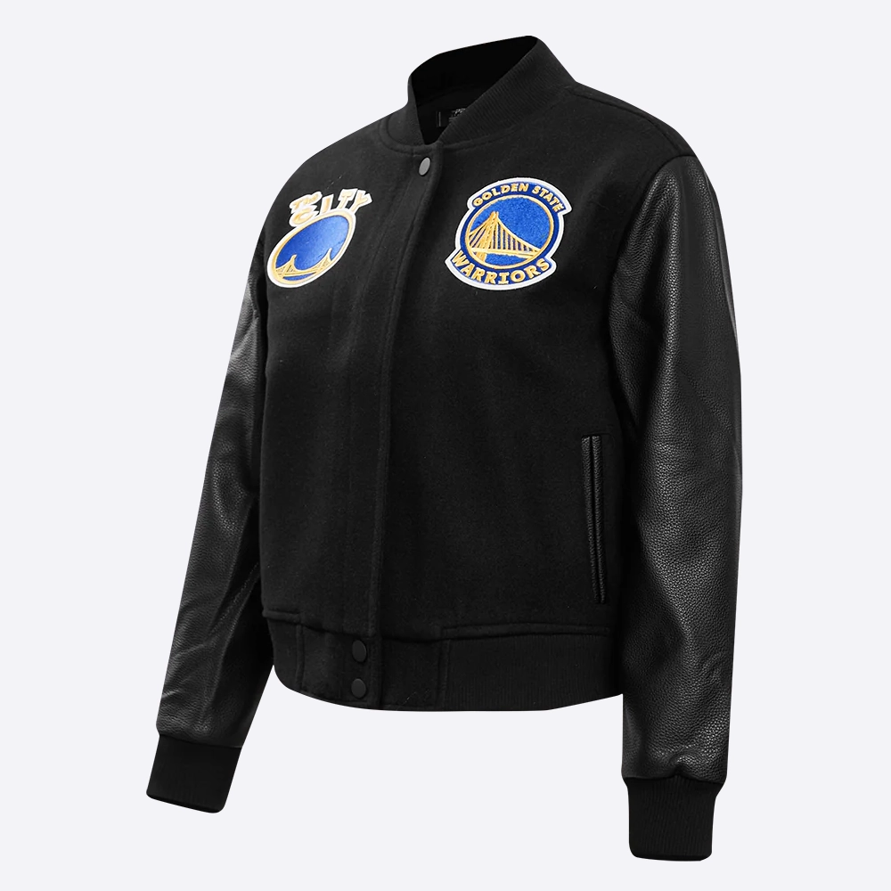 Womens-Golden-State-Warriors-Pro-Standard-Classic-Black-Varsity-Jacket-1