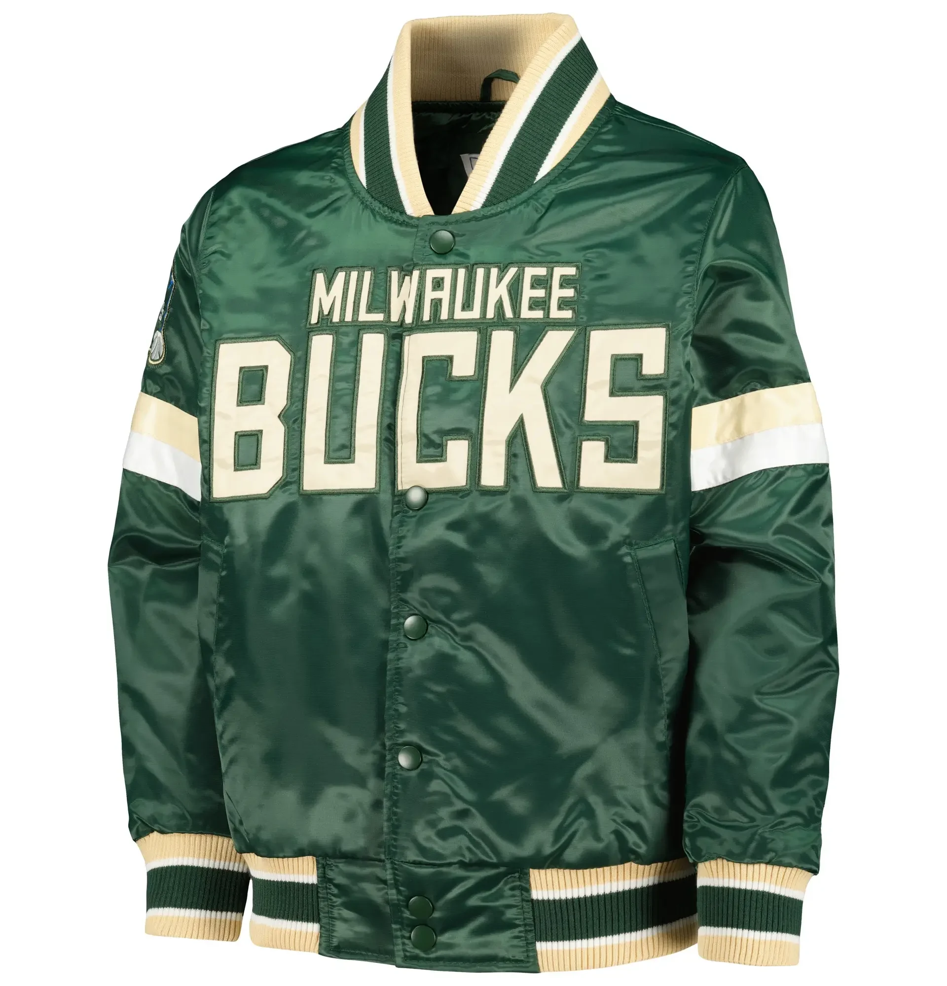 Youth-Milwaukee-Bucks-Starter-Hunter-Home-Game-Green-Satin-Varsity-Jacket-1