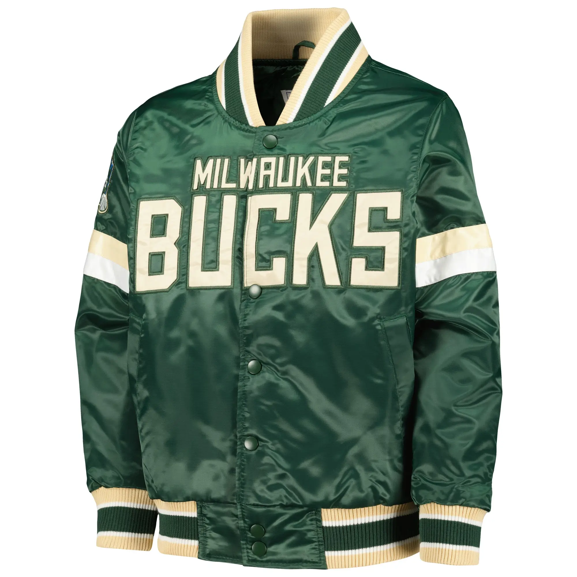 Youth-Milwaukee-Bucks-Starter-Hunter-Home-Game-Green-Satin-Varsity-Jacket-1