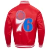 imagePhiladelphia-76ers-Script-Tail-Full-Snap-Satin-Varsity-Jacket-Red-2