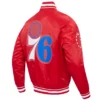 imagePhiladelphia-76ers-Script-Tail-Full-Snap-Satin-Varsity-Jacket-Red-3