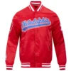 imagePhiladelphia-76ers-Script-Tail-Full-Snap-Satin-Varsity-Jacket-Red-5