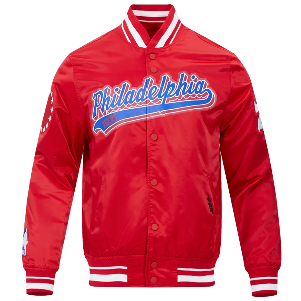 imagePhiladelphia-76ers-Script-Tail-Full-Snap-Satin-Varsity-Jacket-Red-5