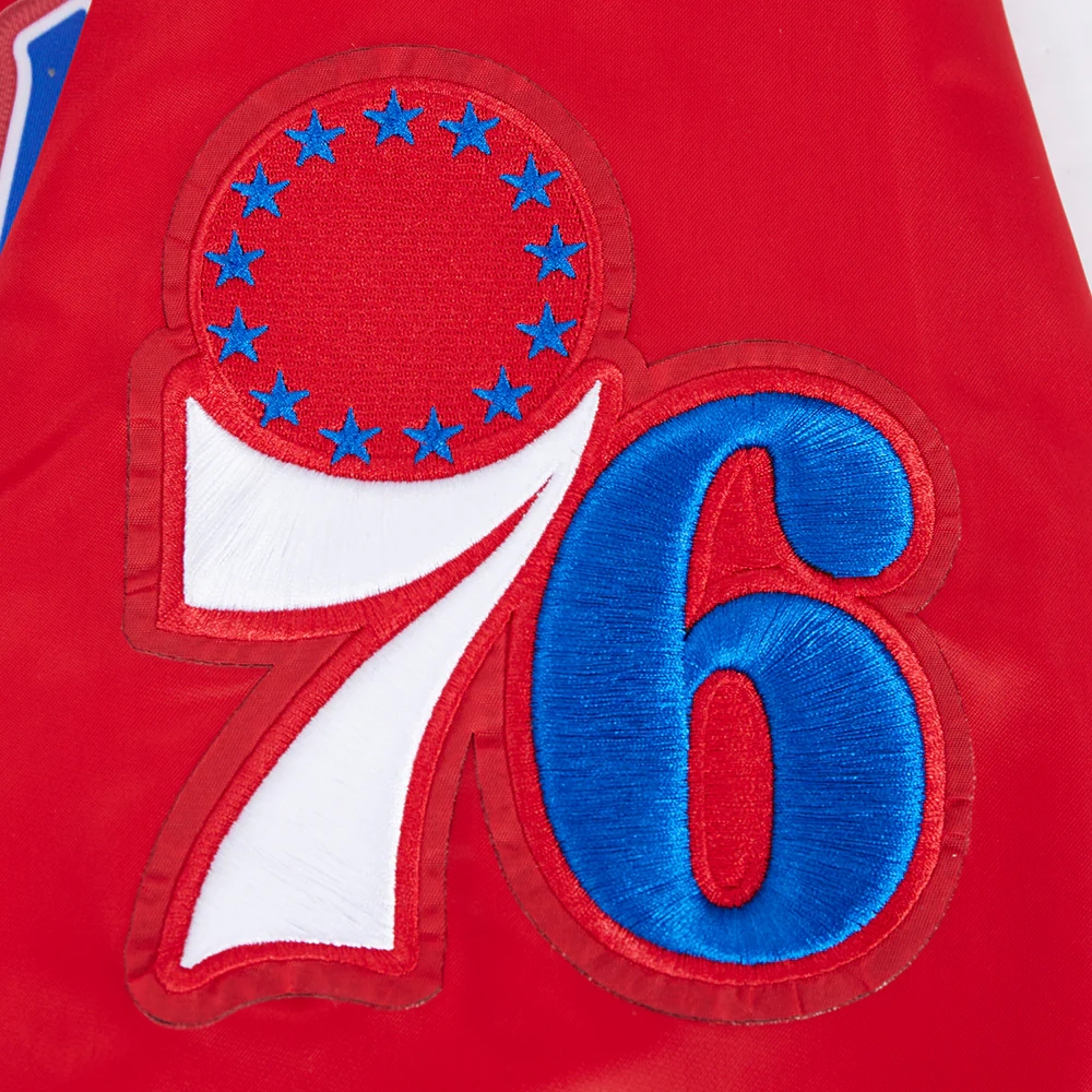 imagePhiladelphia-76ers-Script-Tail-Full-Snap-Satin-Varsity-Jacket-Red