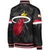 Miami Heat Starter Youth Home Game Black Satin Varsity Jacket - Image 2